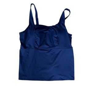 Lands End Square Neck Tankini Top Deep Sea navy Blue Plus 22W swim bathing NEW